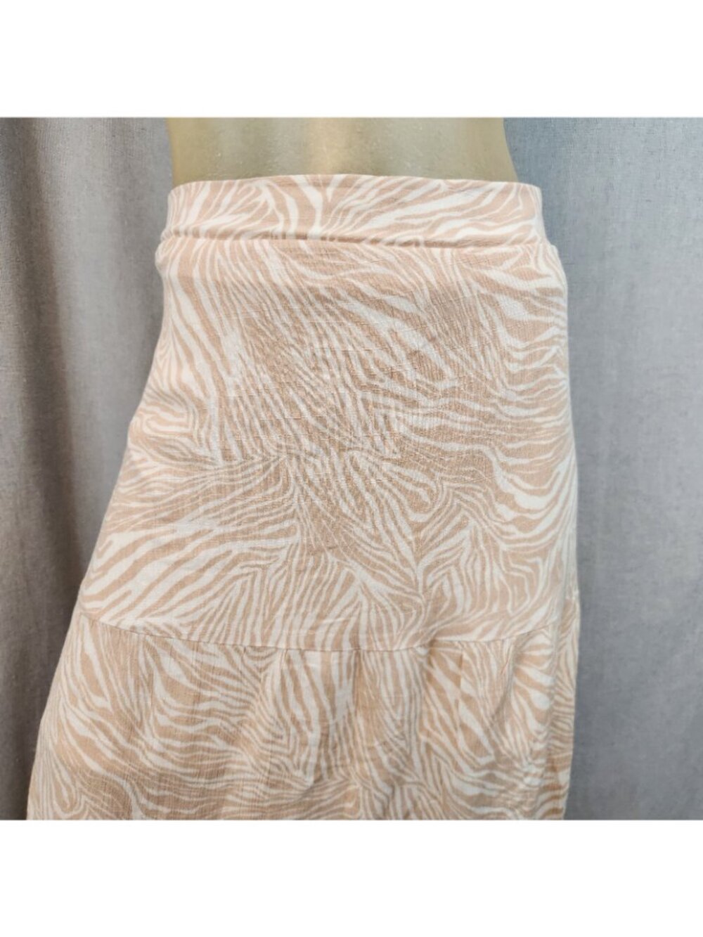 Nine West Beige White Zebra Print Peasant Maxi Skirt w Elastic Waist XL XLARGE - Picture 2 of 7